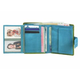  Greenburry kisméretű női bőr pénztárca, menta zöld-kék