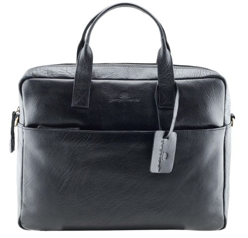 Giorgio Carelli bőr, fekete színű laptop táska, oldaltáska