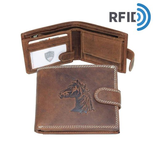 Giorgio Carelli bőr pénztárca lófej motívummal, RFID védelemmel