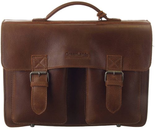 GreenLand Schulmeister konyak, bőr, aktatáska, válltáska 40 x 32 cm