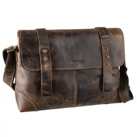   GreenLand Classic uniszex bőr válltáska, oldaltáska 36 x 26 cm