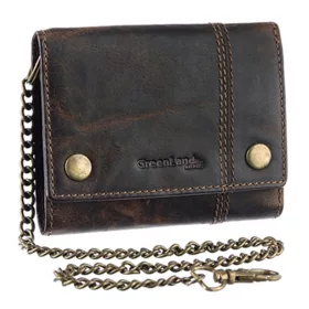   GreenLand Classic láncos bőr pénztárca RFID védelemmel 12 x 9,5 cm