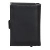 Hide&Stiches fekete bőr pop-up mini pénztárca, kártyatartó 10×7 cm