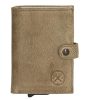 Hide&Stiches homokszínű bőr pop-up mini pénztárca, kártyatartó 10×7 cm
