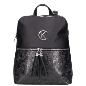   Karen Jgnas D 526 fekete virágmintás női hátitáska, hátizsák 34 x 28 x 11 cm