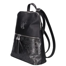   Karen Jgnas D 526 fekete virágmintás női hátitáska, hátizsák 34 x 28 x 11 cm