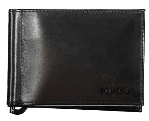 Calvin Klein fekete bőr dollár pénztárca, férfi  RFID 12 x 9 cm