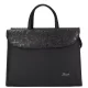 Karen Klotylda 284 fekete virágmintás, női, rostbőr aktatáska 37 x 28 x 10 cm
