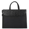 Karen Klotylda 284 fekete virágmintás, női, rostbőr aktatáska 37 x 28 x 10 cm