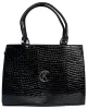 Kubra D 646 fekete, lakk, női rostbőr kézitáska, válltáska 33 x 26 x 12 cm