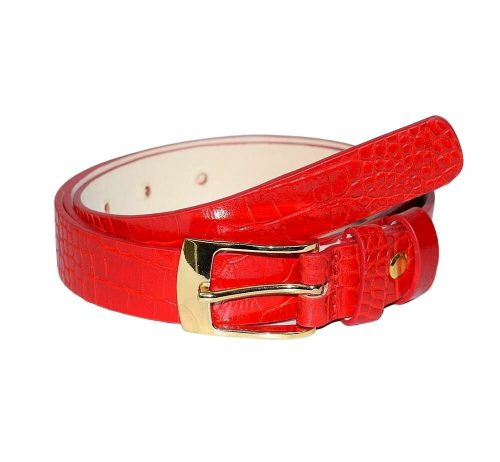 Monarchy croco mintás, piros színű női bőr öv, 110 cm