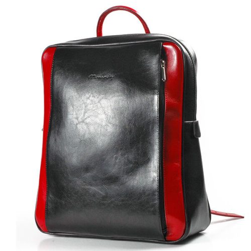 Rubina női fekete-piros bőr hátizsák 29x35cm