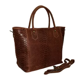   Maxmoda Nicci olasz női barna kroko kézitáska 35 × 24 × 14 cm