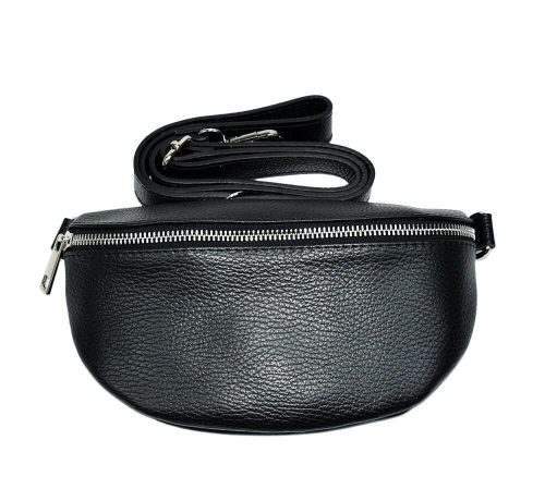 Maxmoda Aida olasz női fekete színű bőr övtáska, crossbody 22,5×14 cm