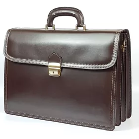  Maxmoda olasz dupla rekeszes sötétbarna férfi bőr aktatáska 40 x 29 cm.
