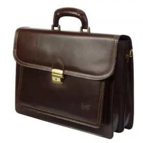   Maxmoda olasz dupla rekeszes sötétbarna férfi bőr aktatáska 39 × 29 cm