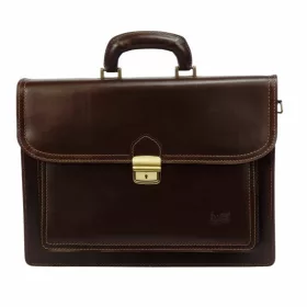   Maxmoda olasz dupla rekeszes sötétbarna férfi bőr aktatáska 39 × 29 cm