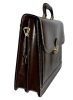 Maxmoda harmónika zsebes, dupla, sötétbarna férfi bőr aktatáska 40 x 29 cm