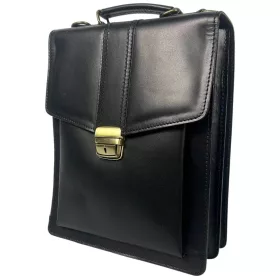   Maxmoda férfi olasz fekete marhabőr oldaltáska 26 x 31 cm.