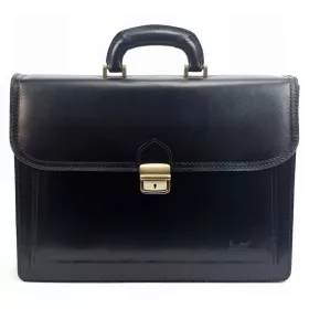   Maxmoda harmónika zsebes, dupla, fekete férfi bőr aktatáska 40 x 29 cm.