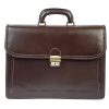Maxmoda harmónika zsebes, dupla, sötétbarna férfi bőr aktatáska 40 x 29 cm.