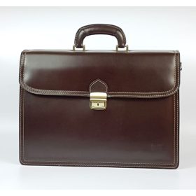   Maxmoda olasz tripla rekeszes barna férfi bőr aktatáska 39 × 29 cm