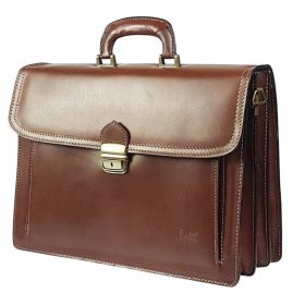   Maxmoda olasz tripla rekeszes vágott zsebes férfi bőr aktatáska 40 x 29 cm.