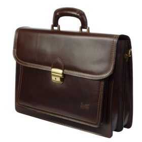  Maxmoda Roberto tripla rekeszes férfi olasz sötétbarna bőr aktatáska 38,5 × 29 cm