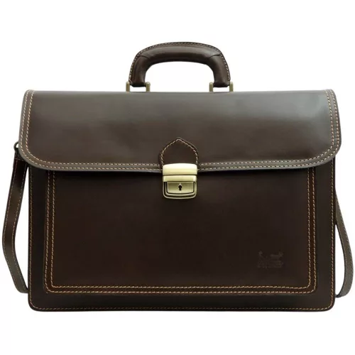 Maxmoda tripla rekeszes férfi olasz sötétbarna bőr aktatáska 39 × 28,5 cm