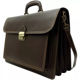   Maxmoda tripla rekeszes férfi olasz sötétbarna bőr aktatáska 39 × 28,5 cm