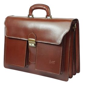   Maxmoda olasz tripla rekeszes két zsebes férfi bőr aktatáska 38 × 29 cm