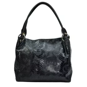 Maxmoda Camelia olasz női fekete kroko kézitáska , válltáska 