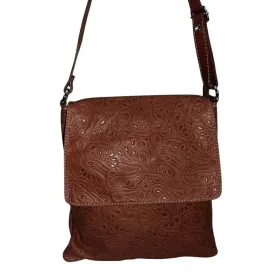   Maxmoda Ciri olasz női barna nyomott mintás bőr válltáska