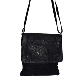   Maxmoda Ciri olasz női fekete nyomott mintás bőr válltáska