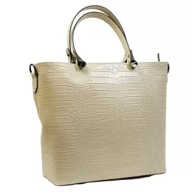   Maxmoda Lia olasz női krém színű bőr kézitáska vállpánttal 36×29,5 cm