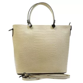   Maxmoda Lia olasz női krém színű bőr kézitáska vállpánttal 36×29,5 cm