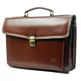 Maxmoda konyak barna olasz bőr aktatáska 34 × 25 cm