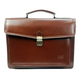 Maxmoda konyak barna olasz bőr aktatáska 34 × 25 cm