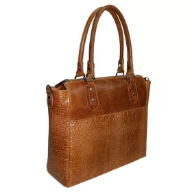   Maxmoda Bona konyak fonott mintás olasz női bőr kézitáska, válltáska