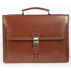 Maxmoda konyak barna olasz női bőr aktatáska 34 × 25 cm