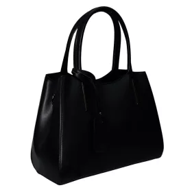   Maxmoda Abriana olasz női fekete bőr kézitáska vállpánttal 35x26 cm