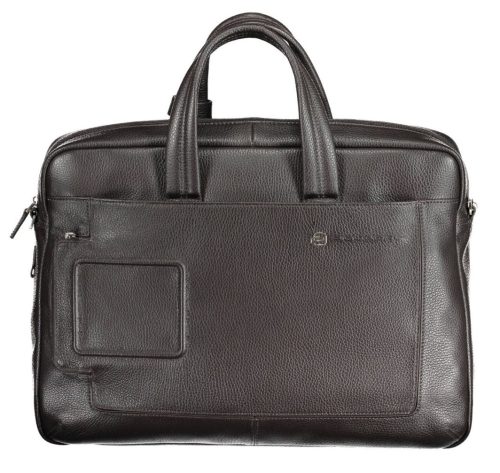 Piquadro luxus minőségű barna bőr fedélzeti laptoptáska, aktatáska 15" 46 x 32 cm
