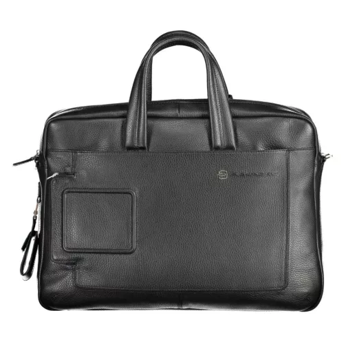 Piquadro luxus minőségű fekete bőr fedélzeti laptoptáska, aktatáska 15" 46 x 32 cm