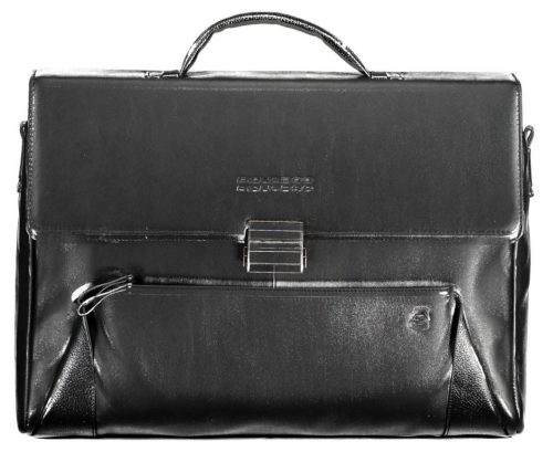 Piquadro luxus minőségű fekete bőr aktatáska, laptoptartóval 15,6" 41 x 31 cm