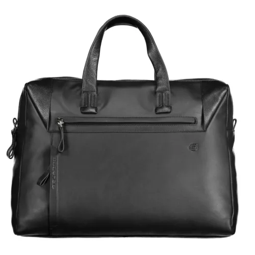 Piquadro luxus minőségű fekete bőr 3 rekeszes laptop, aktatáska 15,6" 44 x 32 cm