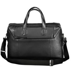   Piquadro luxus minőségű fekete bőr 3 rekeszes laptop, aktatáska 15,6" 44 x 32 cm