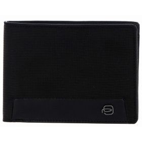   Piquadro olasz design fekete szövet-bőr pénztárca, férfi  12 x 9 cm