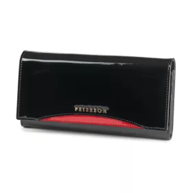   Peterson fekete-piros női lakk bőr pénztárca RFID védelemmel 18,5×9,5 cm