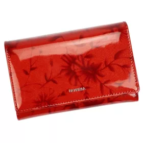   Patrizia női virágmintás piros lakkbőr pénztárca 15 × 9,5 cm
