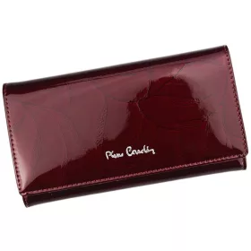   Pierre Cardin női lakkbőr pénztárca, bordó, levélmintás 17,5 × 9,5 cm